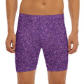Purple (NOT Real) Glitter Print Men's Long Boxer Briefs