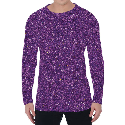Purple (NOT Real) Glitter Print Men's Long Sleeve T-Shirt