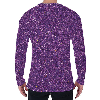 Purple (NOT Real) Glitter Print Men's Long Sleeve T-Shirt
