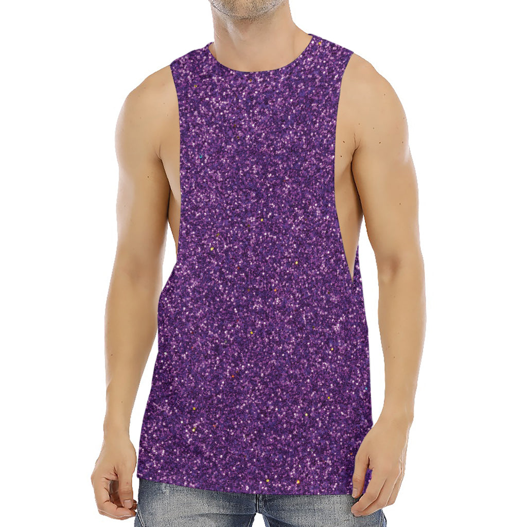 Purple (NOT Real) Glitter Print Men's Muscle Tank Top