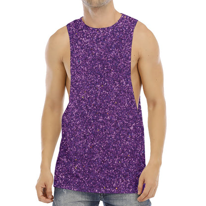 Purple (NOT Real) Glitter Print Men's Muscle Tank Top