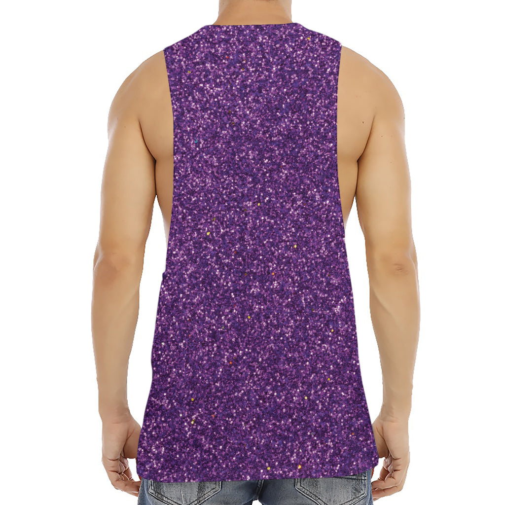 Purple (NOT Real) Glitter Print Men's Muscle Tank Top