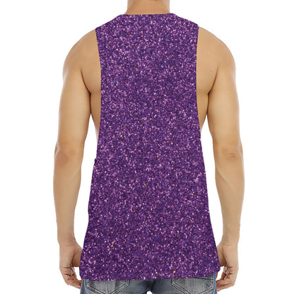Purple (NOT Real) Glitter Print Men's Muscle Tank Top