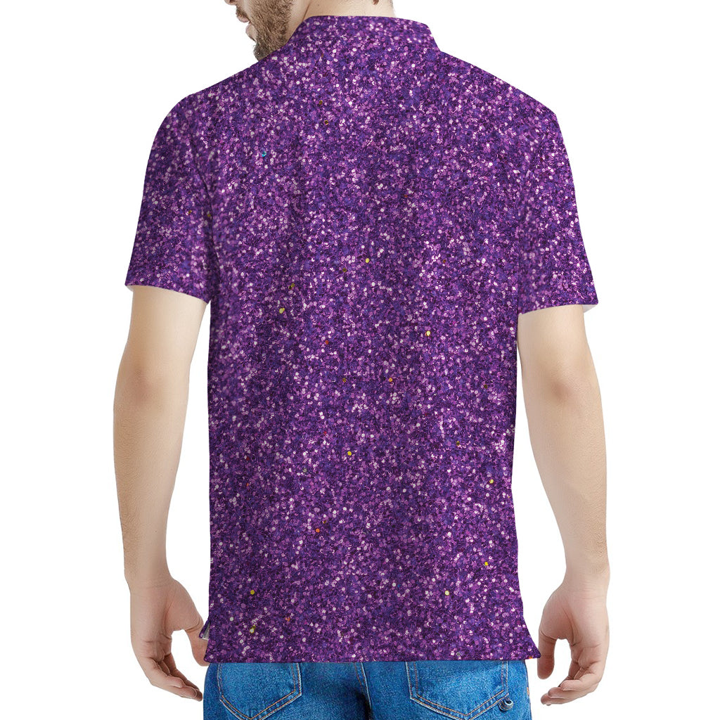 Purple (NOT Real) Glitter Print Men's Polo Shirt
