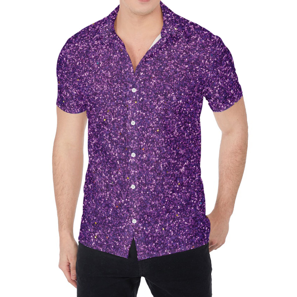 Purple (NOT Real) Glitter Print Men's Shirt