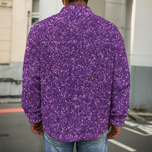 Purple (NOT Real) Glitter Print Men's Shirt Jacket