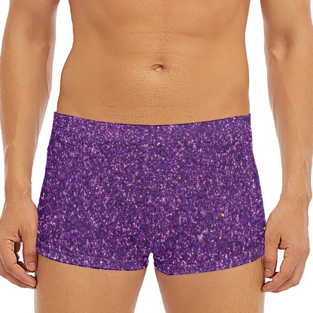 Purple (NOT Real) Glitter Print Men's Short Boxer Briefs