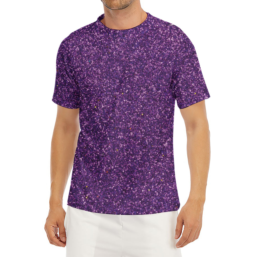 Purple (NOT Real) Glitter Print Men's Short Sleeve Rash Guard