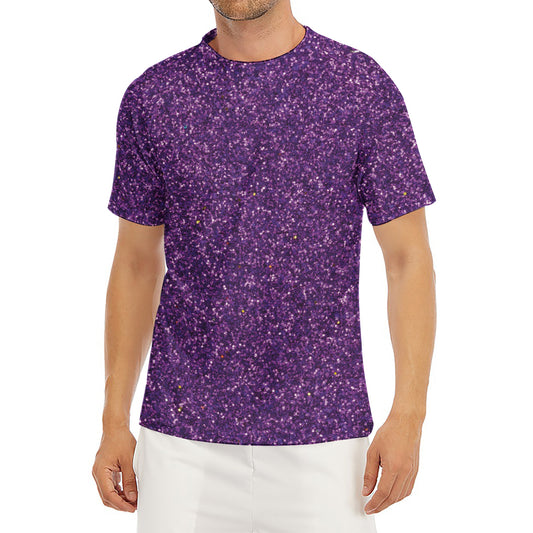 Purple (NOT Real) Glitter Print Men's Short Sleeve Rash Guard