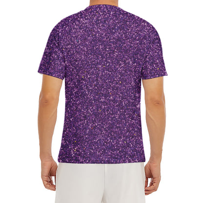 Purple (NOT Real) Glitter Print Men's Short Sleeve Rash Guard
