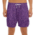 Purple (NOT Real) Glitter Print Men's Split Running Shorts