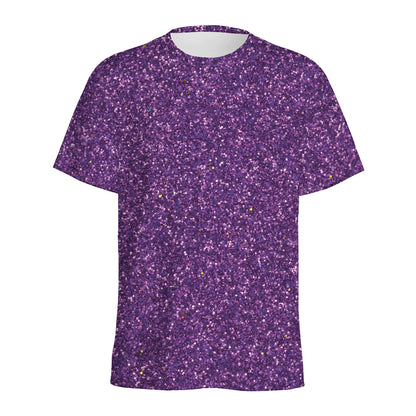 Purple (NOT Real) Glitter Print Men's Sports T-Shirt