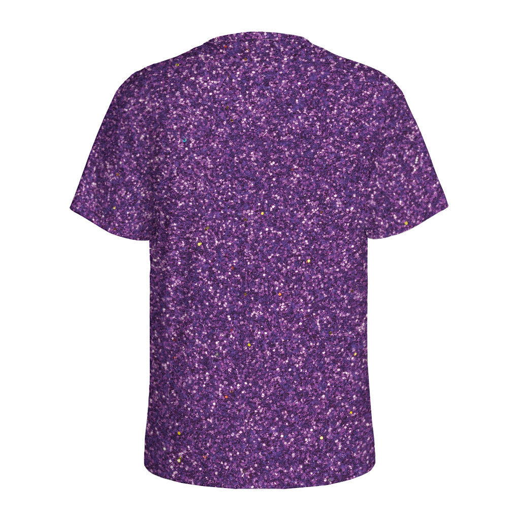 Purple (NOT Real) Glitter Print Men's Sports T-Shirt