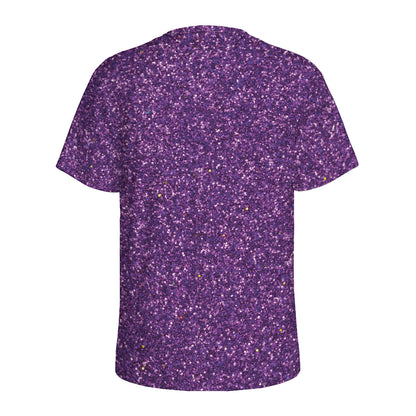 Purple (NOT Real) Glitter Print Men's Sports T-Shirt