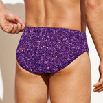 Purple (NOT Real) Glitter Print Men's Swim Briefs