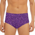 Purple (NOT Real) Glitter Print Men's Triangle Swim Briefs