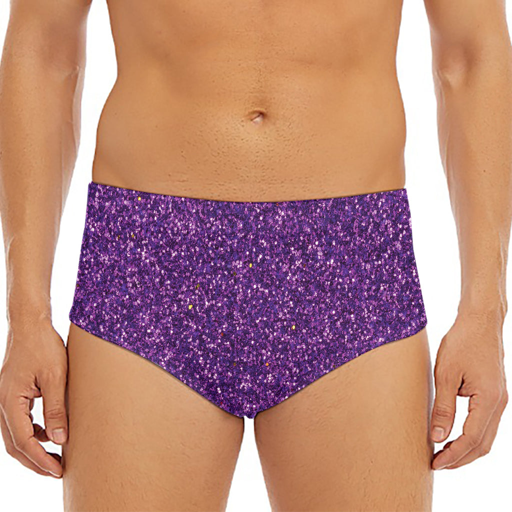 Purple (NOT Real) Glitter Print Men's Triangle Swim Briefs