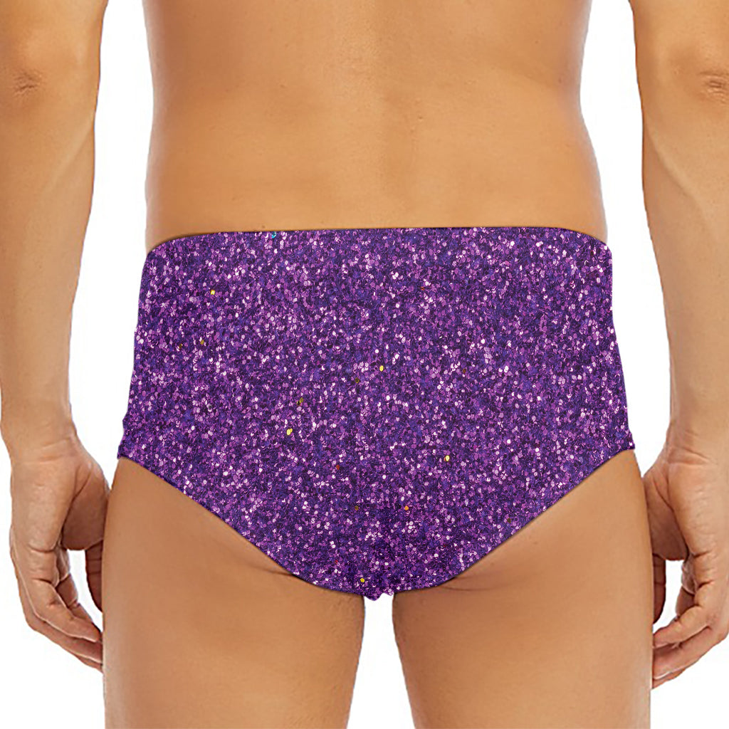Purple (NOT Real) Glitter Print Men's Triangle Swim Briefs