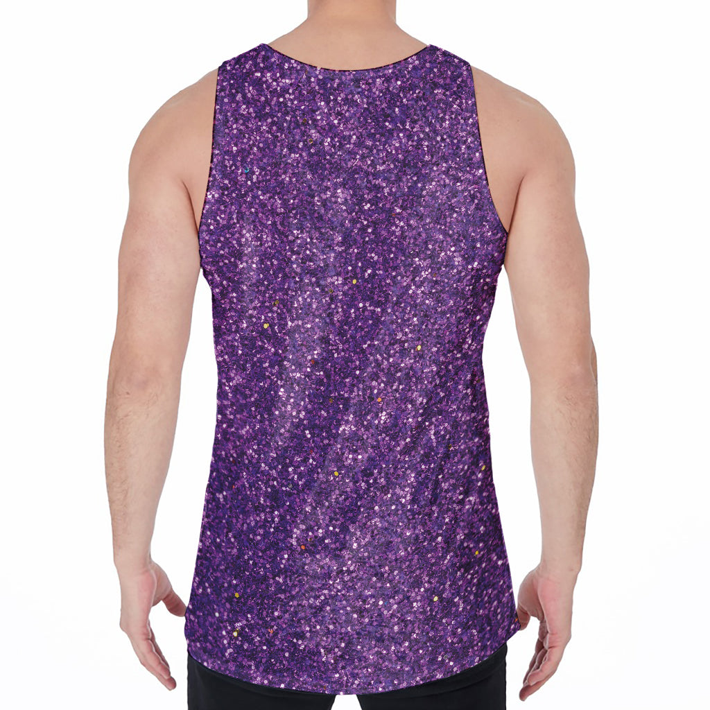 Purple (NOT Real) Glitter Print Men's Velvet Tank Top