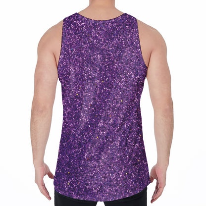 Purple (NOT Real) Glitter Print Men's Velvet Tank Top
