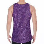Purple (NOT Real) Glitter Print Men's Velvet Tank Top