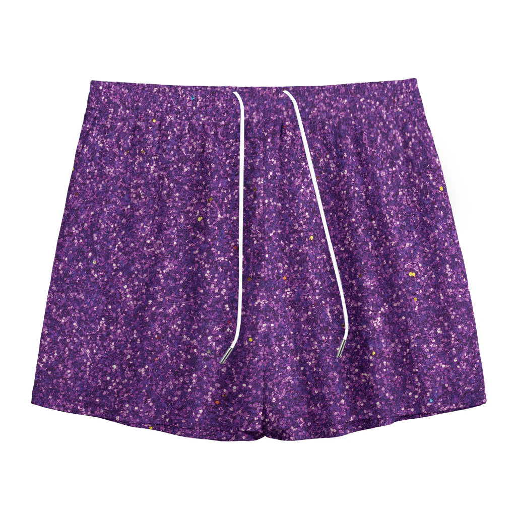 Purple (NOT Real) Glitter Print Mesh Shorts