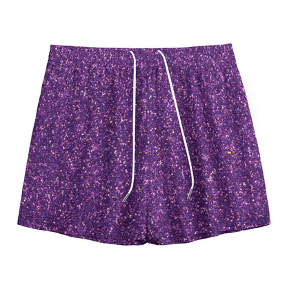 Purple (NOT Real) Glitter Print Mesh Shorts