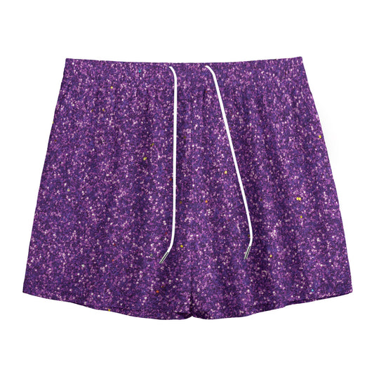 Purple (NOT Real) Glitter Print Mesh Shorts