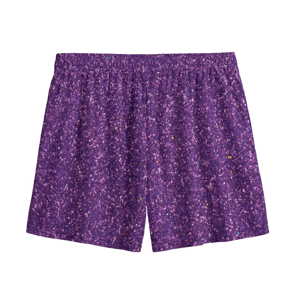 Purple (NOT Real) Glitter Print Mesh Shorts