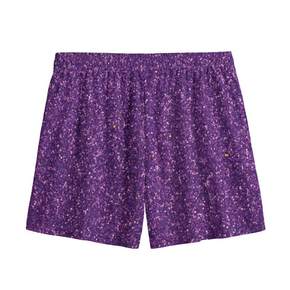Purple (NOT Real) Glitter Print Mesh Shorts