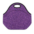 Purple (NOT Real) Glitter Print Neoprene Lunch Bag