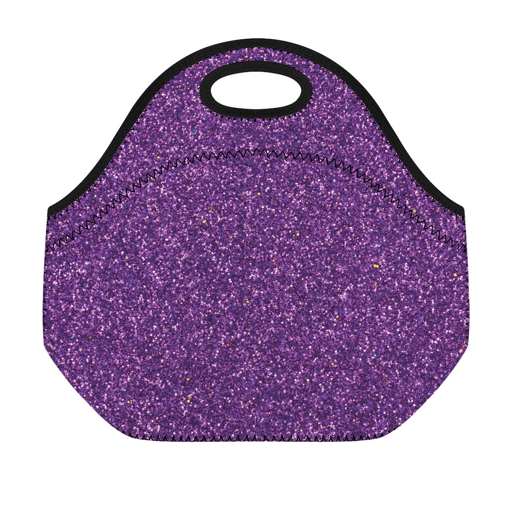 Purple (NOT Real) Glitter Print Neoprene Lunch Bag