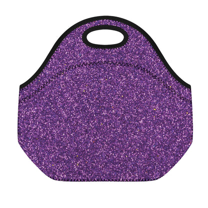 Purple (NOT Real) Glitter Print Neoprene Lunch Bag
