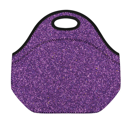Purple (NOT Real) Glitter Print Neoprene Lunch Bag