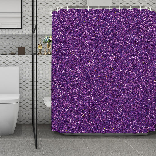 Purple (NOT Real) Glitter Print Polyester Shower Curtain