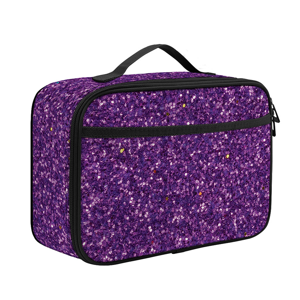 Purple (NOT Real) Glitter Print Portable Lunch Bag