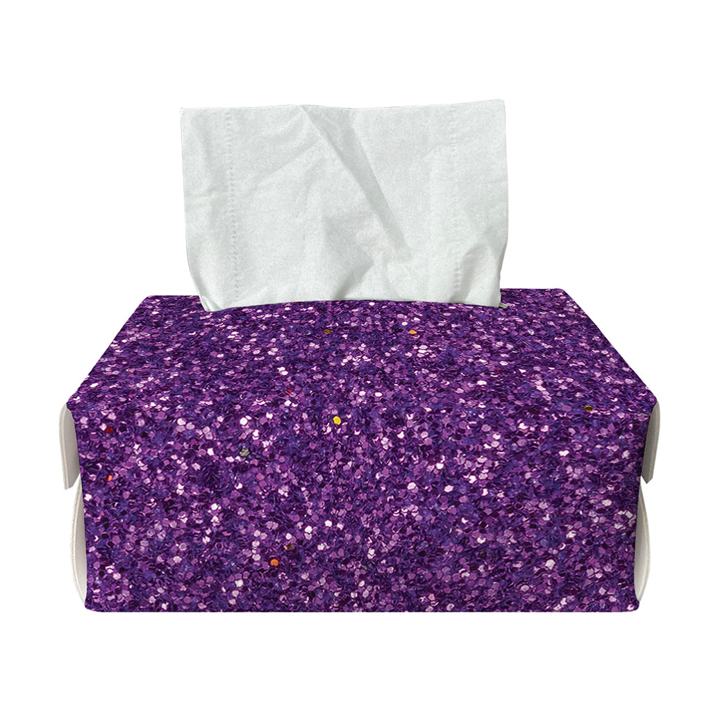 Purple (NOT Real) Glitter Print Rectangle Tissue Box Cover