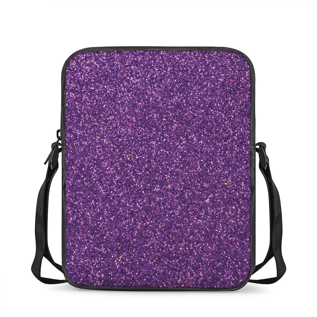 Purple (NOT Real) Glitter Print Rectangular Crossbody Bag