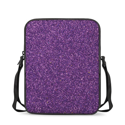 Purple (NOT Real) Glitter Print Rectangular Crossbody Bag