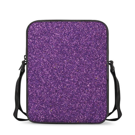 Purple (NOT Real) Glitter Print Rectangular Crossbody Bag