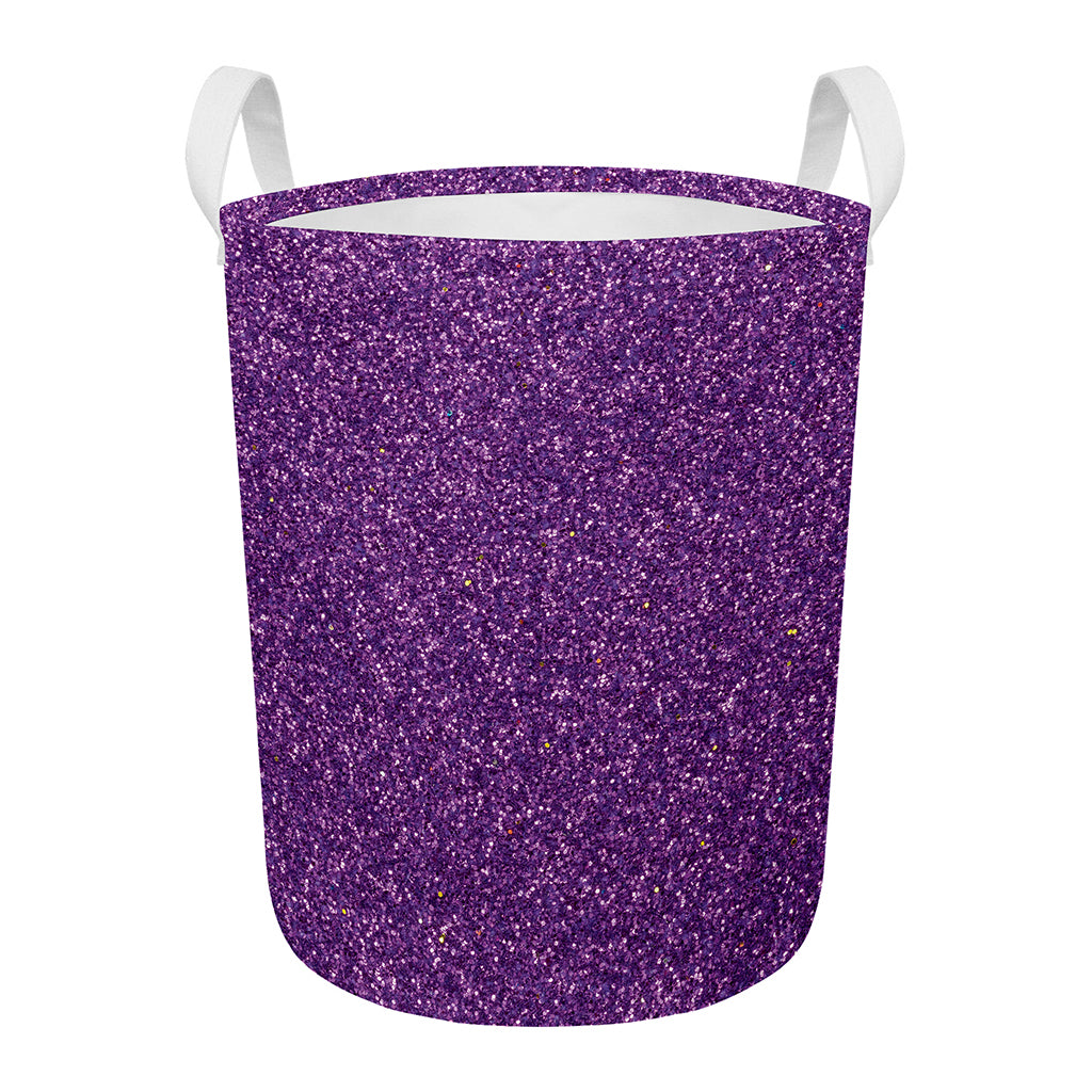 Purple (NOT Real) Glitter Print Round Laundry Basket