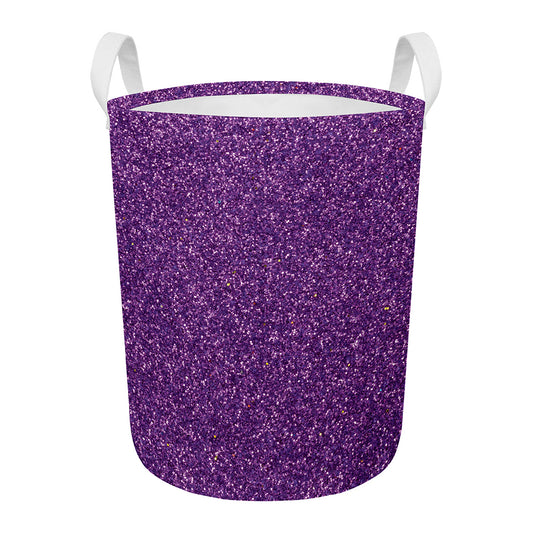 Purple (NOT Real) Glitter Print Round Laundry Basket
