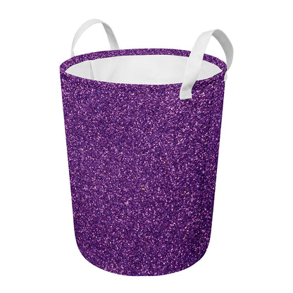 Purple (NOT Real) Glitter Print Round Laundry Basket