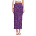 Purple (NOT Real) Glitter Print Side Slit Maxi Skirt