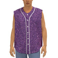 Purple (NOT Real) Glitter Print Sleeveless Baseball Jersey