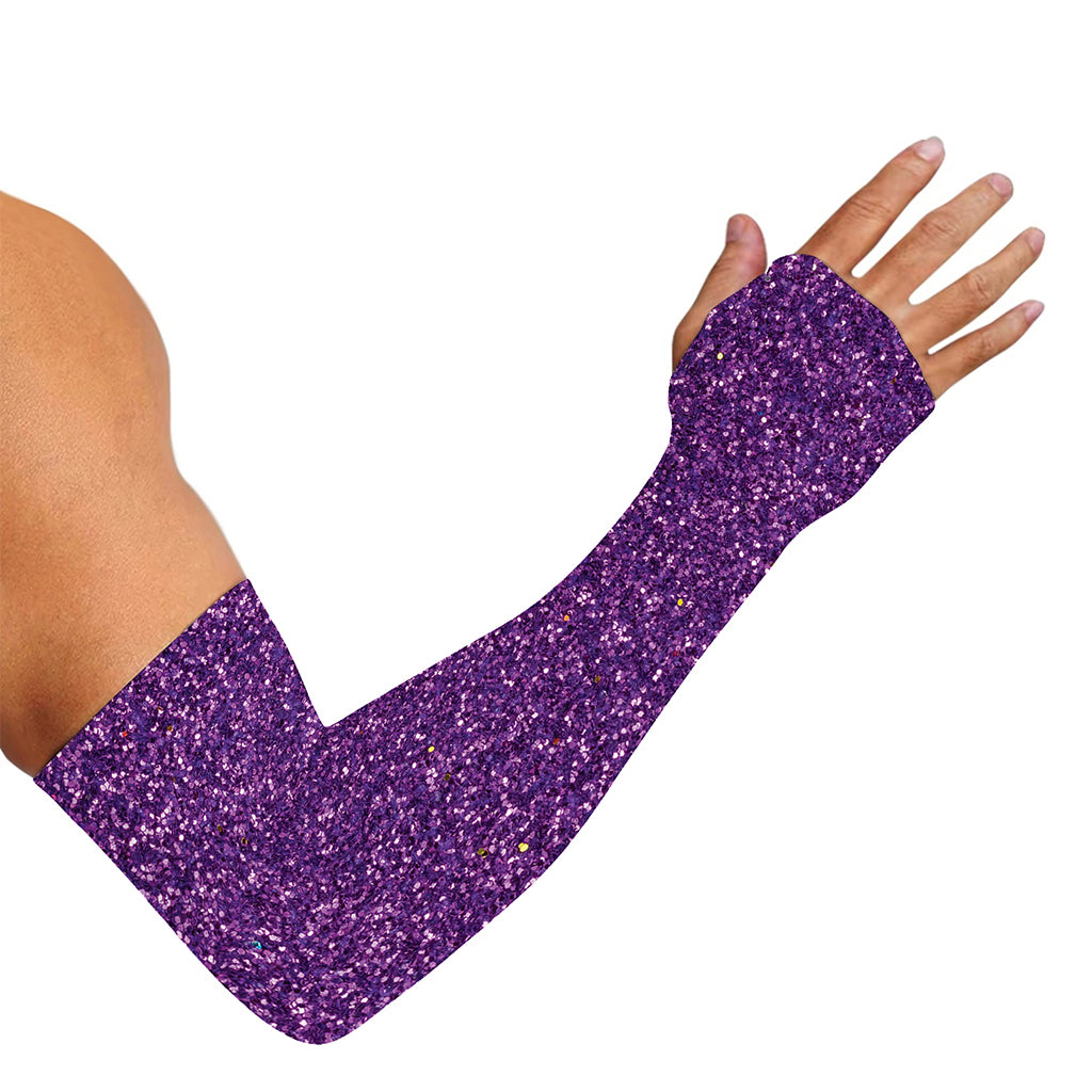 Purple (NOT Real) Glitter Print Sun Protection Arm Sleeves