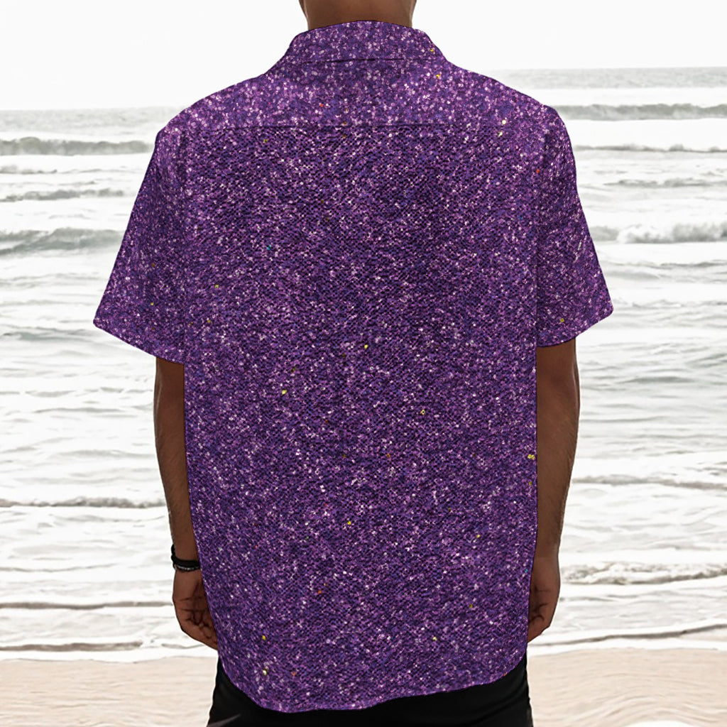 Purple (NOT Real) Glitter Print Textured Short Sleeve Shirt
