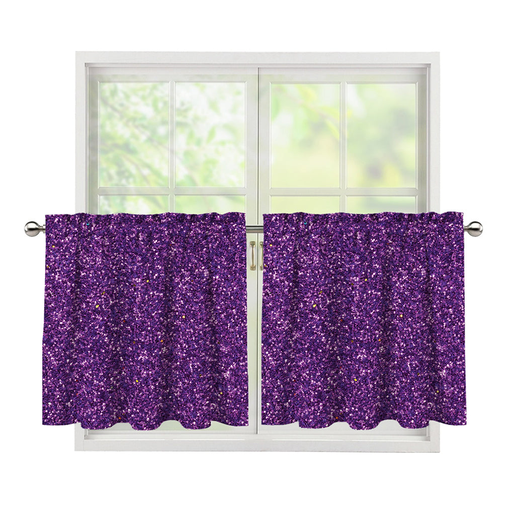 Purple (NOT Real) Glitter Print Tier Curtains