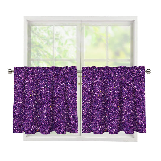 Purple (NOT Real) Glitter Print Tier Curtains
