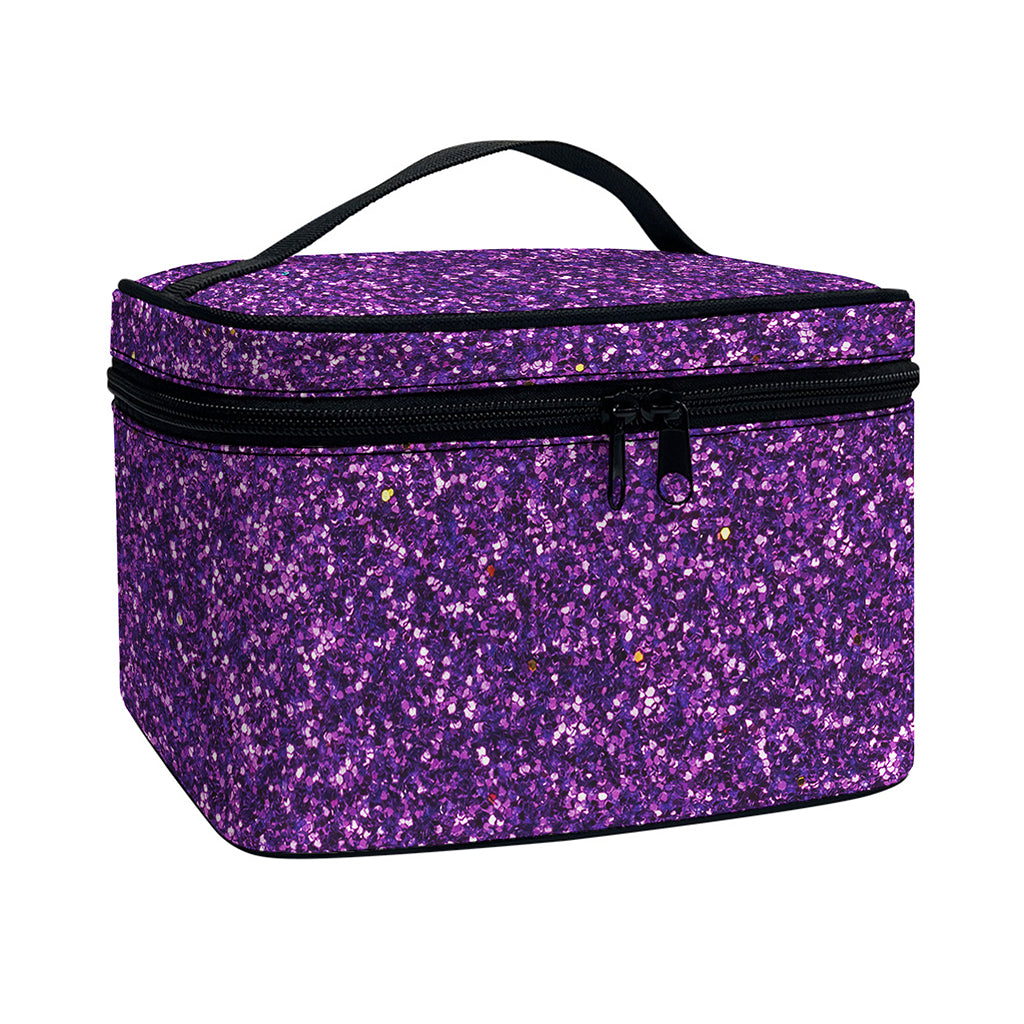 Purple (NOT Real) Glitter Print Travel Makeup Bag